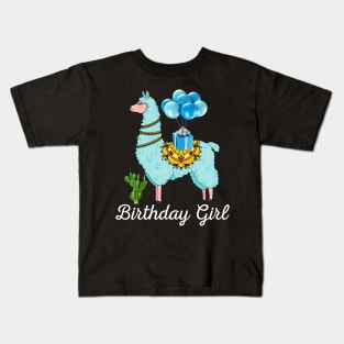 Cool Cute Alpaca Llama Cactus Girls Birthday Party Animal Kids T-Shirt